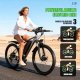 26'' Electric Bike for Adults 1200W Peak Motor 65 Miles Long Range 25MPH Commuter E-Bike with 7 Speed Gears IPX7 Waterproof Pedal Assist Electric Mountain Bicycle for Men