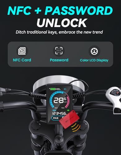 F6/F6S/F6PRO Electric Bike for Adults with NFC & Password Unlock, 5000/2000/1500W, 50/40/33MPH, 60V 30Ah, 48V 15/25Ah E-Bike, 100-60 Miles Electric Motorcycle, 20" Fat Tire Electric Dirt Bike