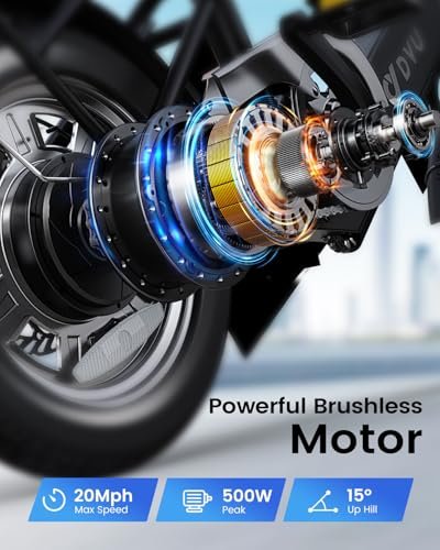 DYU Electric Bike for Adults Teens, Folding Electric Bicycle,Commuter City E-Bike with 350W Motor and 36V 7.8Ah Battery,3 Levels Assist, Dual Disc Brakes