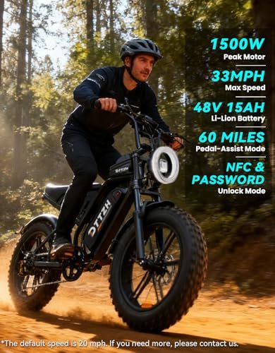 F6/F6S/F6PRO Electric Bike for Adults with NFC & Password Unlock, 5000/2000/1500W, 50/40/33MPH, 60V 30Ah, 48V 15/25Ah E-Bike, 100-60 Miles Electric Motorcycle, 20" Fat Tire Electric Dirt Bike