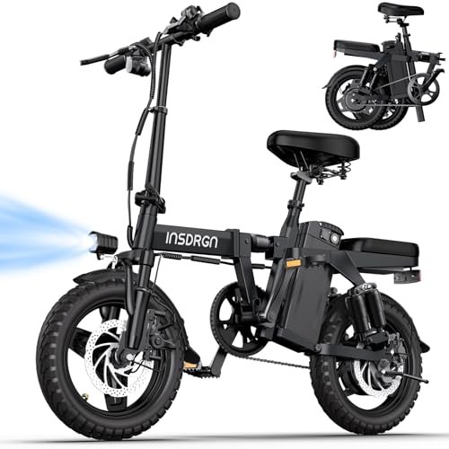 Electric Bike for Adults,14" Folding Adult E Bike with 500W Motor,20 mph,28 Miles Range,Advanced 9-Point Suspension & Dual Disc Brake,Removable Battery,UL 2849 Certified