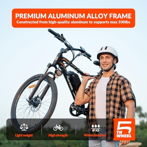 5TH WHEEL Mate/Discover Electric Bike for Adults, 1000W/750W Peak Motor 37KM/H Top Speed, Removable Battery, 7-Speed Mountain E-Bike with Lockable Suspension Fork, LCD Display for Commuting