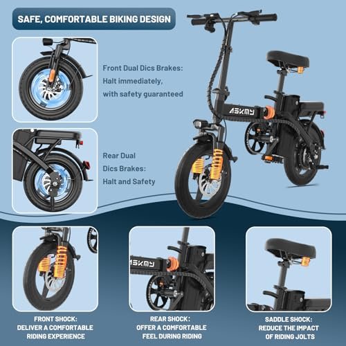 Folding Electric Bike for Adults and Teens, Foldable E-Bike with 750W Peak Motor, 14" Mini Ebike with 48V Removable Battery UL 2849 Certified, Commuter Electric Bicycle with 25 Miles PAS Range