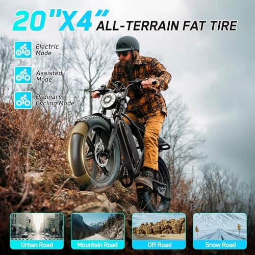 TST Electric Bike for Adults, 1500W Peak Motor 28 MPH 60/100 Miles Fat Tire Ebike with 48V 15Ah/25Ah Removable Battery, 20" Electric Dirt Bike Hydraulic Suspension and 7-Speed