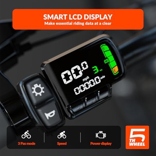 5TH WHEEL Mate/Discover Electric Bike for Adults, 1000W/750W Peak Motor 37KM/H Top Speed, Removable Battery, 7-Speed Mountain E-Bike with Lockable Suspension Fork, LCD Display for Commuting